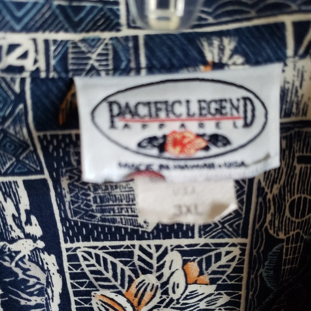 Pacific Legend Hawaii Short Sleeve Short Sleeve Button Down Shirt Made in USA - Picture 4 of 5